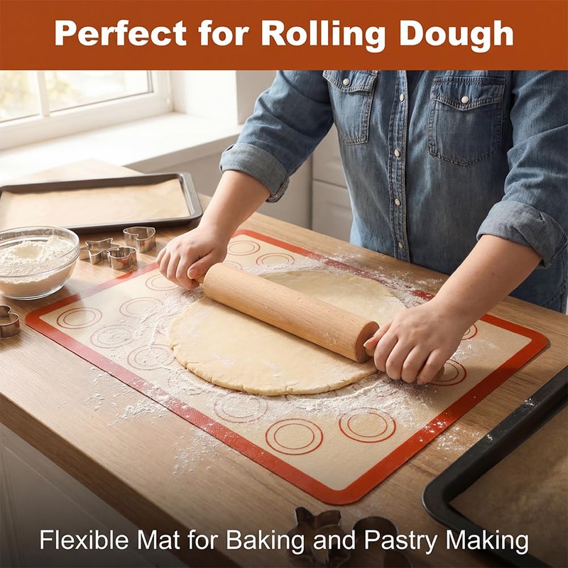 Non-Stick Silicone Baking Mat Set, Extra Thick Silicone Mats for