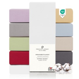 DarBene Fitted Sheet 140 x 200 cm Premium, 100% Premium Combed Jersey Cotton, Breathable, Super Soft Bed Sheet up to 30 cm Mattress Height, Oeko-Tex, White