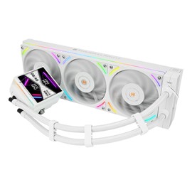 Hyper Vision 360 UB ARGB White CPU Liquid Cooler, 3.95in Magnet Absorbent LCD Screen - 480x480 Resolution for Images,Magnetic Panel Screen Water Cooler for AM5/AM4/ Intel LGA1851/1700