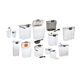 Progressive Prepworks ProKeeper 13 -Piece Kitchen Clear Plastic Airtight Food Flour And Sugar Storage Organization Container Baking Canister Set, White