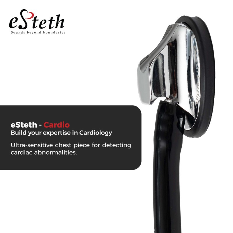 eSteth Cardio Stethoscope, Single head, Black