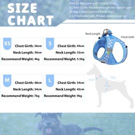 Gyuzh Dog Harness and Leash Set, Breathable Soft Mesh Cat Vest Harnesses, No Pull Harness for Puppy, Reflective Harnesses for Small Dogs and Cats, Breed Small Dog Vest Harness, Blue, S