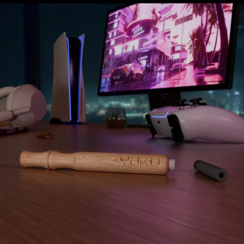 Wooden Aroma Inhaler with Essential Oil Flavored Cores - Scent: