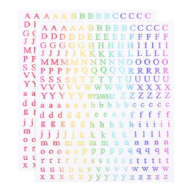PATIKIL Letter Nail Stickers, 2 Sheet 3D Self-Adhesive English Letter Nail Decals Small Alphabet Art Sticker Metallic Fluorescence Design Manicure for Women DIY Decor, Colorful