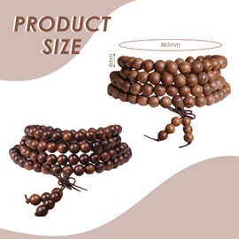 2 Pieces Wooden Bead Bracelet, Yoga Meditation Bracelet, 108 Rosary Beads Bracelet, Elastic Wooden Bead Bracelet, Prayer Bracelet, Gift For Men And Women