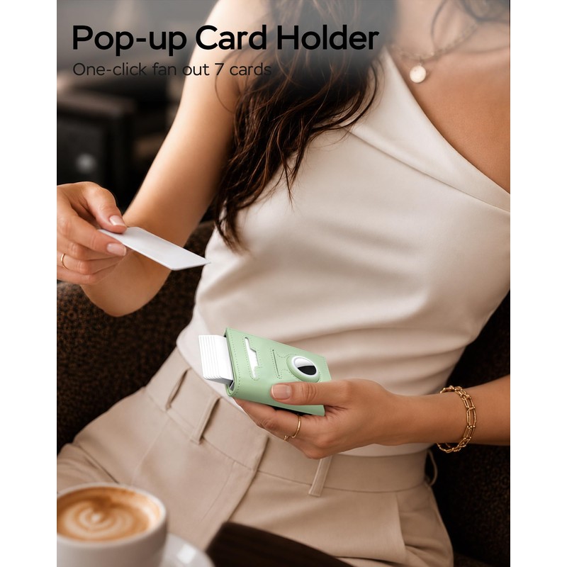 RFID Wallet Women with AirTag Holder Pop Up Metal Card