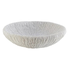 47th & Main Abstract Resin Round Tray Home Décor for Table, 10" Dia x 3" H, White