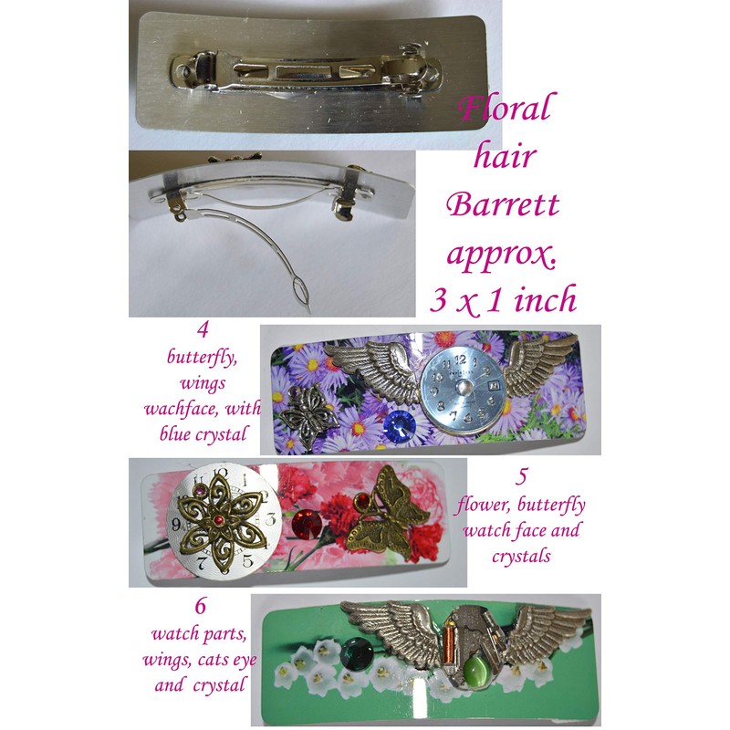 Colorful floral hair barrettes jewelry handcrafted unique art