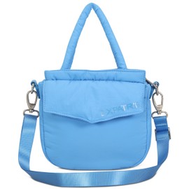 Expatrié Kleine Umhängetasche Damen Blau - Poppy Small - Puffer Bag aus Nylon - Utility Handtasche im Pillow Design mit Reißverschluss - Puffy Nylontasche Klein