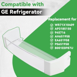 KUAFU WR71X10409 Replacement Refrigerator Door Shelf Bin Compatible with GE Refrigerator Replacement for AP3185150 945716 AH651958 EA651958 PS651958 B001E0P87U Gal Bin Ff Asm Clear+White
