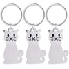 Pack of 3 Metal Cat Kitten Keyrings, Silver Key Chain