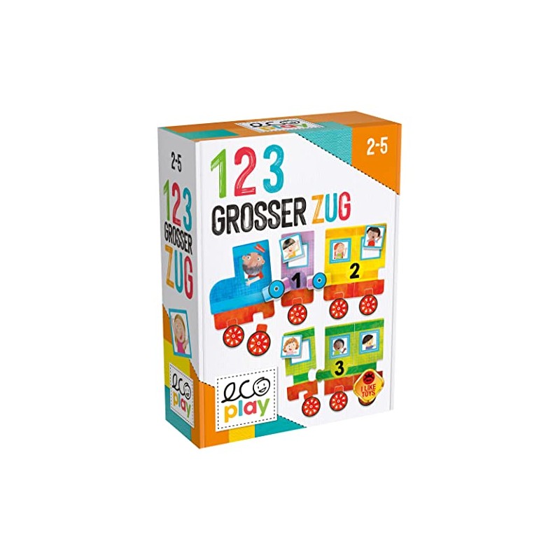 Headu DE52590 123 Big Train Educational Game Montessori, Orange