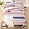 DJY Striped King Size Quilt Set, Pink Boho Bedspread Coverlet