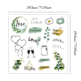 Kisstta Stickers Wedding Guest Book (4 Sheets 80 Designs) Vintage Wedding Stickers for Guest Book or Photo Album - Love Stickers for Scrapbook or Bullet Journal Golden Green