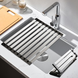 15.7"*12.8" Foldable Dish Drying Rack Thickened & Widened Over Sink Dish Drying Rack High-Temperature Resistant Removable Sink Storage Rack 304 Stainless Steel Drainer for Kitchen and Rv sink