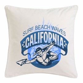 Reifen-Markt Microfibre Cushion Cover 40 x 40 cm Surf Beach Waves California Surfboard Longboard Surfboard Waves Beginner Shop in White
