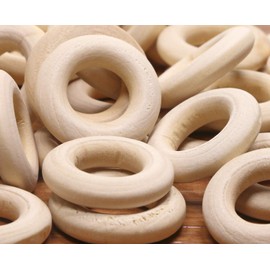 PENTA ANGEL 50PCS 25mm/1" Natural Unfinished Wood Rings Circle Wood Pendant Connectors for DIY Projects Jewelry and Craft Making(25mm)