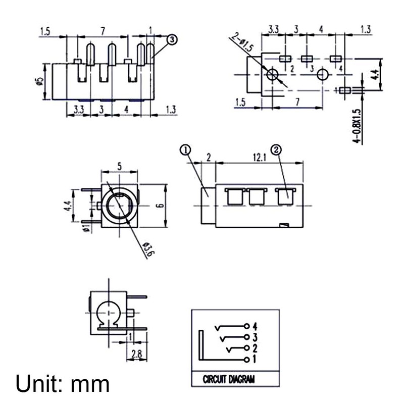 sourcing map 3.5 mm Audio Jack Connector PCB Mount Female