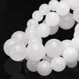 Chicager 10mm Natural Stone Beads for Jewelry Making,White Jade Polished Smooth Round Gemstone Beads for Bracelet Necklace 15 Inch