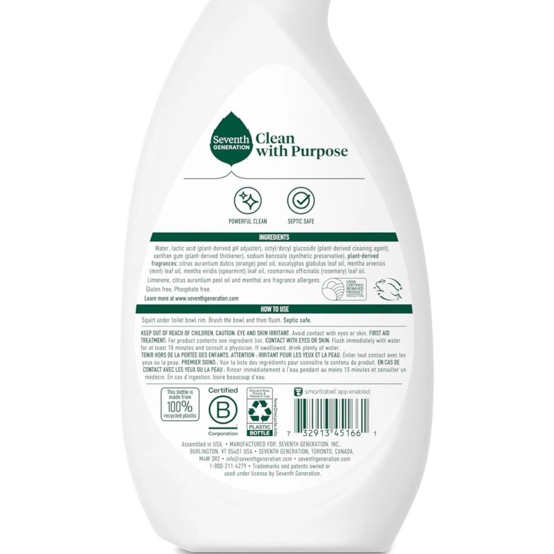 Seventh Generation Toilet Bowl Cleaner Fresh Mint scent 4 Pack