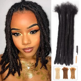 Loc Extensions Human Hair 0.8 cm Dreadlock Extensions Human Hair Dread Extensions Dread Lock Hair Extensions For Men Women 8 Inch 80 Strands 100% Real Human Hair Locs Handmade Permanent Locs