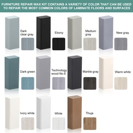 Nakutita Hartwachs Reparaturset, Laminat Reparatur Hartwachs fr Holz/Fliesen/Parkett/Laminat/Vinyl, M?belreparatur Wachs Set Wachskitt zum Kratzer Sch?den Loch Ausbessern Arbeitsplatte (11er-blau-grau Uvm)