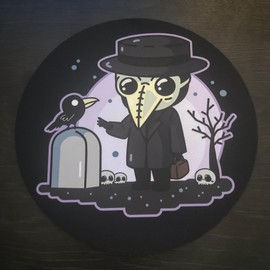 Spooky Kawaii Pastel Goth Mouse Pads - 3mm Thick, 20cm Circumference - Pastel Goth Artwork - Non-Slip, Durable, Smooth Surface for Gaming & Office (Plague Doctor)