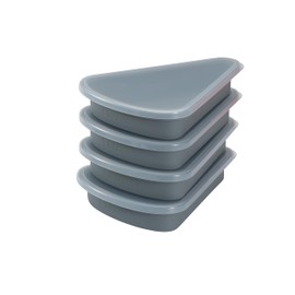 KEVJES 4 juegos de contenedores de silicona reutilizable para pizza con tapas herméticas, sin BPA, se adapta a rebanadas individuales de hasta 16 pulgadas, ahorra espacio, organizador de refrigerador