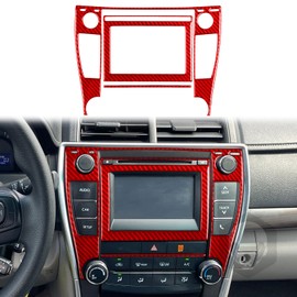 Compatible with Toyota Camry 2015 2016 2017 Accessories Real Carbon Fiber Car Central Control Multimedia Panel GPS Navigation Panel Frame Trim Interior Accessories Red Style B