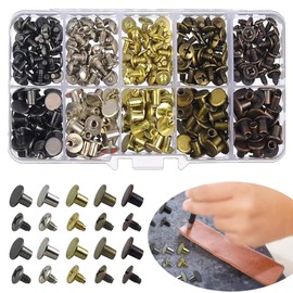 JOYIAL Leather Rivets Set, 150 Sets Chicago Binding Screws, Leather Rivets Set, 8 mm Screw Rivets, Chicago Book Screws for DIY Leather Crafts, Belts, Handbags, Garments (5 Colours)