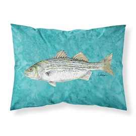 Caroline's Treasures 8720PILLOWCASE Fish Striped Bass Moisture Wicking Fabric Standard Pillowcase, Large, Multicolor