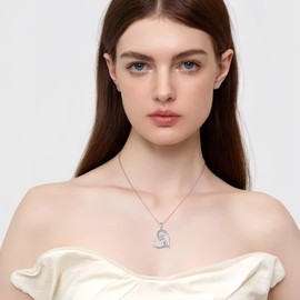 FJ Heart Butterfly Necklace for Women 925 Sterling Silver Alexandrite Necklace June Birthstone Pendant Jewelry Gifts for Wife Girlfriend Mom Daughter