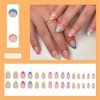 30Pcs Press on Nails Short Almond Fake Nails Colorful French