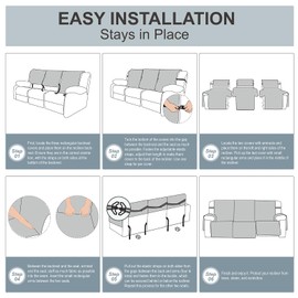 Genina Waterproof Reclining Couch Cover for 3 Seater Non-Slip, Washable Sofa Covers for 3 Cushion, Furniture Protector for Dogs Pets Kids (Wine Red, Recliner)