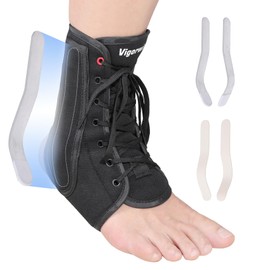 Vigorwise Ankle Brace for Sprained Ankle, Lace up Ankle Brace with 1Pair Metal and Plastic Support Bars, Ankle Stabilizer Brace for Men Women, Achilles Tendon Support Brace for Left Right, L