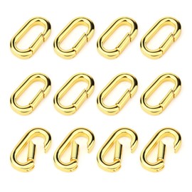 Qoroos 12 PCS 18K Gold Plated Carabiner Clasps and Closures for Clip for Jewelry Making Bracelet Necklace Oval Connector Jewelry Spring Clip Clasps for DIY Making Keychains