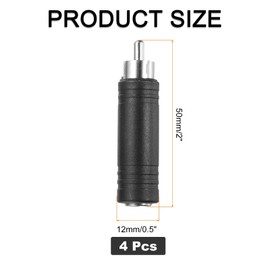 sourcing map RCA to Speaker Wire Connector, RCA Male to 6.5mm Female Nickel Plated Stereo Audio Connector Adapter Video Cable Splitter RCA Converter Black 4pcs
