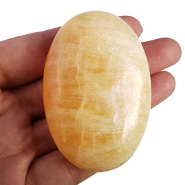 Lovionus89 Ice Yellow Jade Worry Stones, Natural Oval Palm Tree Bag, Healing Crystal, Massage, Spa, Energy Stone