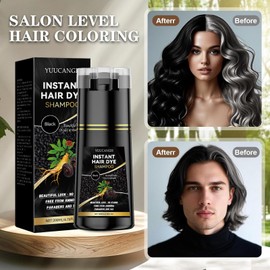 YUUCANGH Black Hair Dye Shampoo 3 in 1 Hair Color Shampoo for Women & Men for Gray Hair Coverage for Instant Herbal Natural Champu Para Canas Mujer(Brown)