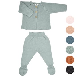 Micu Micu Newborn Girl Boy Clothes 3-6 months, 100% Organic Cotton, Knitted, Seamless, Soft and Breathable Baby Clothing, Newborn Baby Essentials, 2 Pieces (Mint)