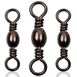 JSHANMEI Fishing Barrel Swivels High Strength Fishing Swivels Solid Ring Fishing Line Connector Copper Stainless Steel Fishing Tackle Accessories for Bass Trout Saltwater Freshwater #10 50pcs