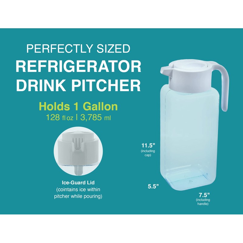 Arrow Home Products 1 Gallon Plastic Pitcher with Lid -