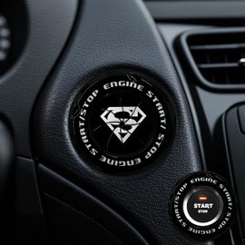 EPOCHHIKE Rotary Push Start Button Cover, Engine Start Stop Button Cover, Motorcycle Ignition Key Switch Cover, Start Stop Button Cover Decoration DIY Car Motorcycle Interior Decor (Super-Black)