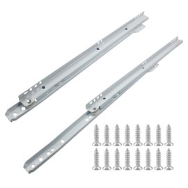 Suiwotin 1 Pair 16 Inch Drawer Slides, White Coated Steel Drawer Track, Removable Bottom Mount Drawer Rails with Smooth Sliding Nylon Wheels