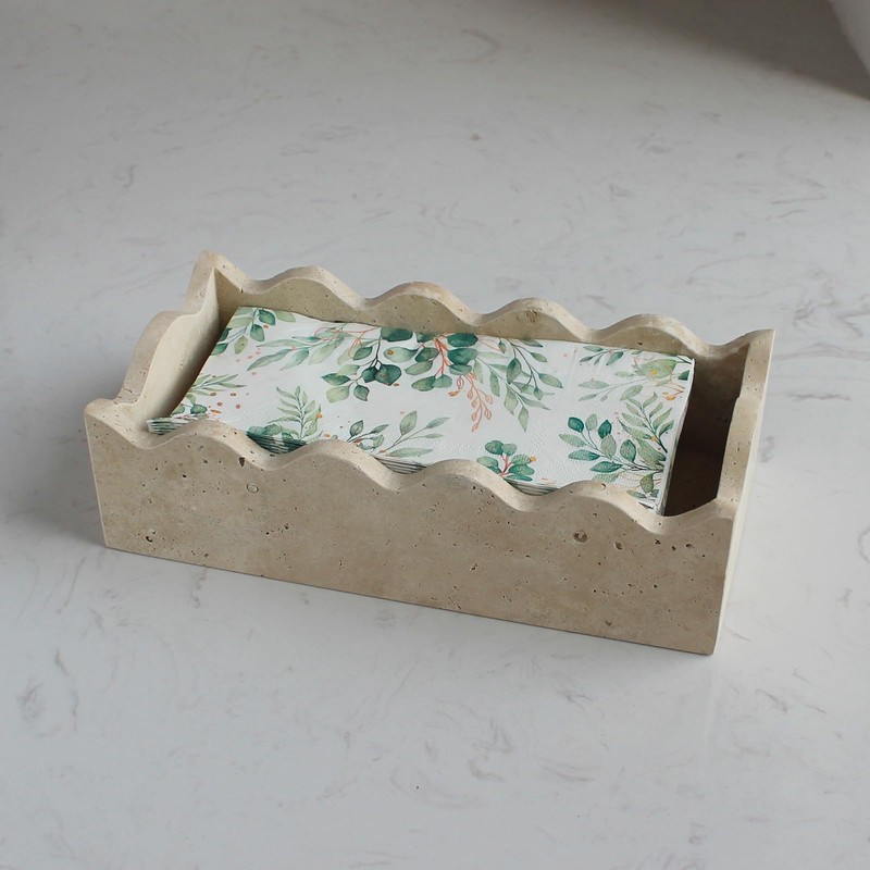 Natural Travertine Guest Towel Holder 9.8" × 4.9" for Bathroom,