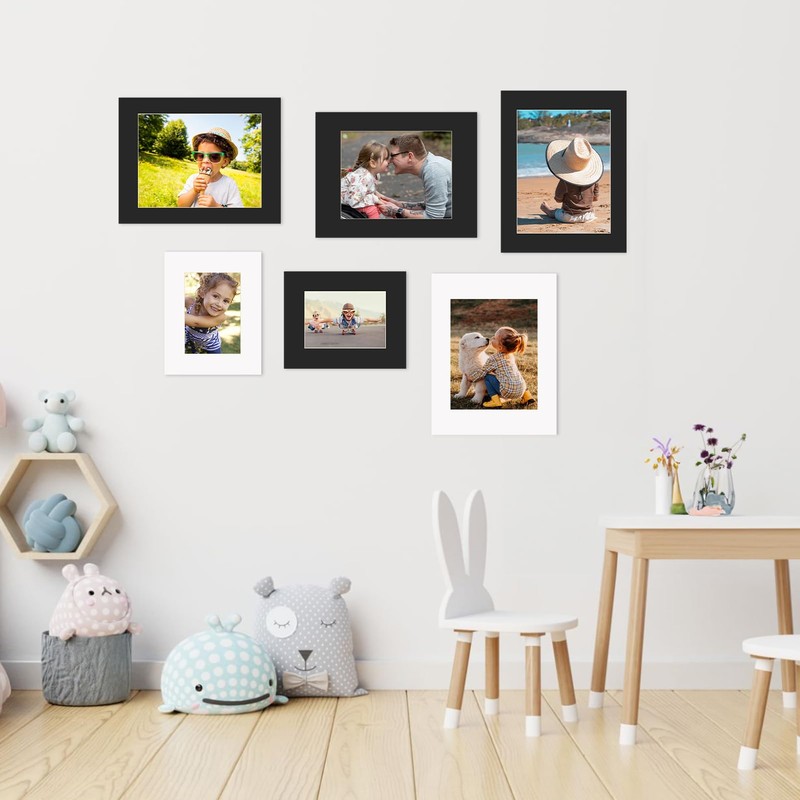 ZBEIVAN 8x10 Black Picture Mats with Core Bevel Cut Frame