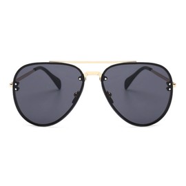 OWL Aviator Oversized Women Men Metal Sunglasses Fashion Designer Gold Frame Smoke Lens