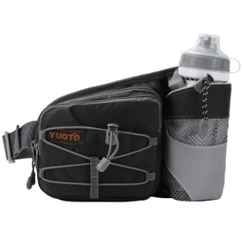YUOTO Outdoor Fanny Pack with Water Bottle Holder for Walking Hiking Hydration Belt Waist Bag