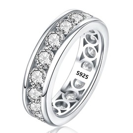 G.LEEKIN Moissanite Wedding Band Eternity Rings, GRA Certified 5.7ct D Color VVS1 Clarity Round Brilliant Cut, 925 Sterling Silver Moissanite Wedding Rings for Men (Full moissanite, 10)