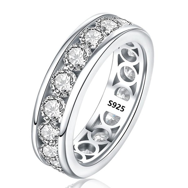 G.LEEKIN Moissanite Wedding Band Eternity Rings, GRA Certified 5.7ct D